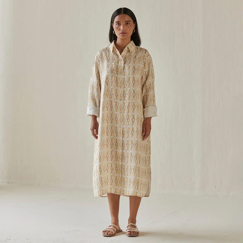 Get the Best for Less!Linen Dress For Women | Shirt Style | Watercolour Print | Yellow