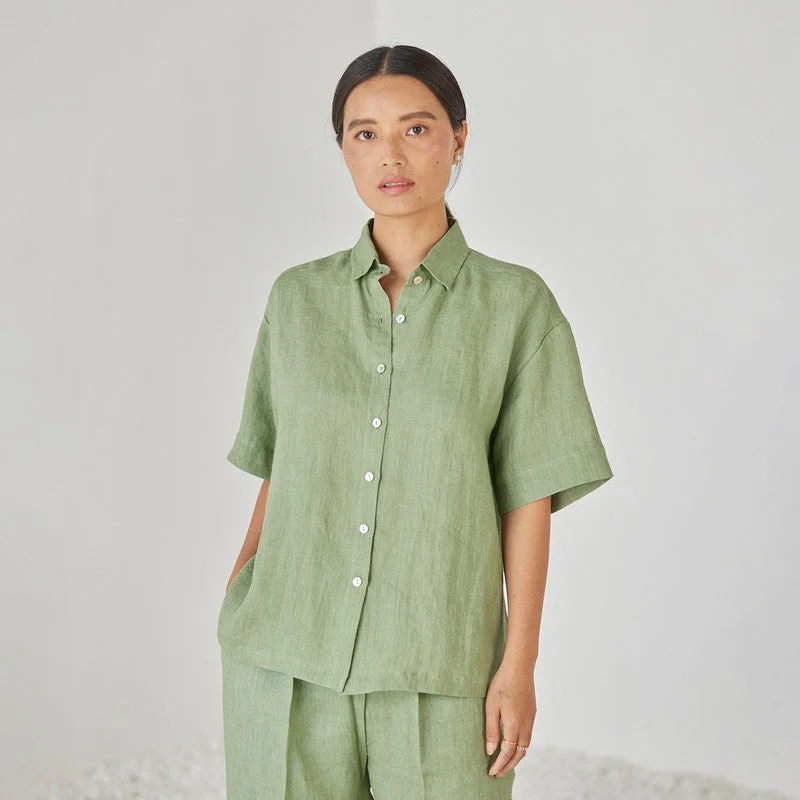 Save More Than Ever!Linen Shirt For Women | Oversized Fit | Green