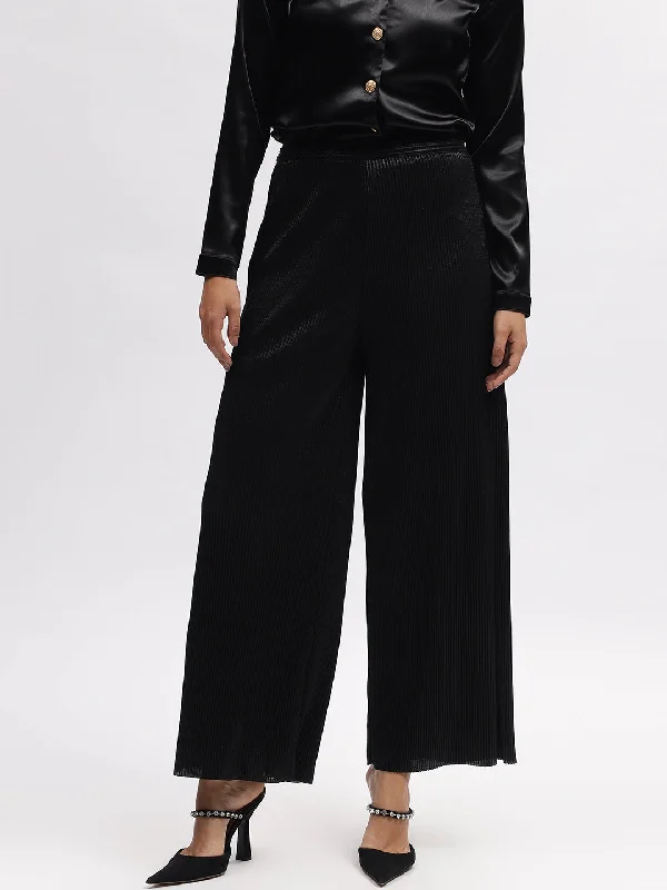 Price Drops You’ll Love!Centre Stage Women Black Solid Regular Fit Trouser