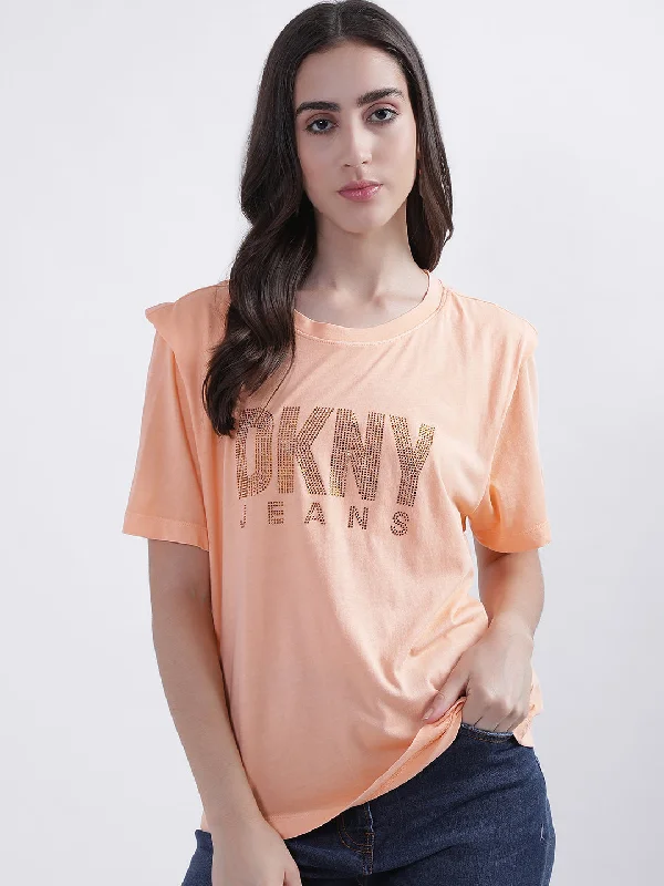 Unlock Huge Savings Now!Dkny Peach Fashion Logo Regular Fit T-Shirt