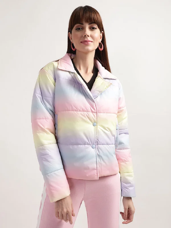 Crazy Discounts Inside!Elle Women Multi-Color Dyed Collar Neck Full Sleeves Puffer Jacket