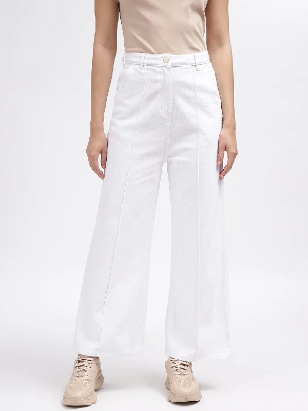 Snag the Best Prices Now!Elle Women White Solid Flared Jeans