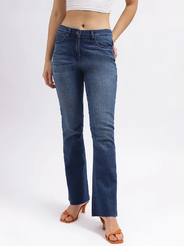 Buy More, Pay Less!Elle Women Blue Solid Bootcut Mid-Rise Jeans