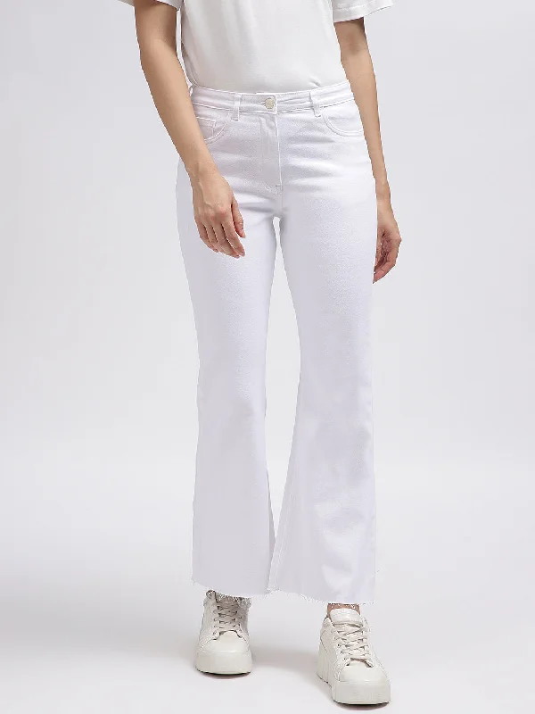 Best Offers of the Month!Elle Women Off White Solid Bootcut Jeans