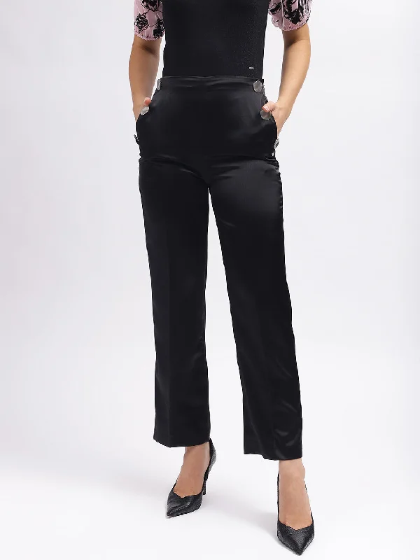 Great Deals, Just for You!Elle Women Black Solid Flared High-Rise Trouser