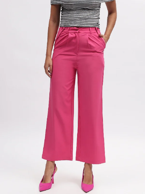 Today’s Deals, Tomorrow’s Regrets!Elle Women Fuchsia Solid Straight Fit Trouser