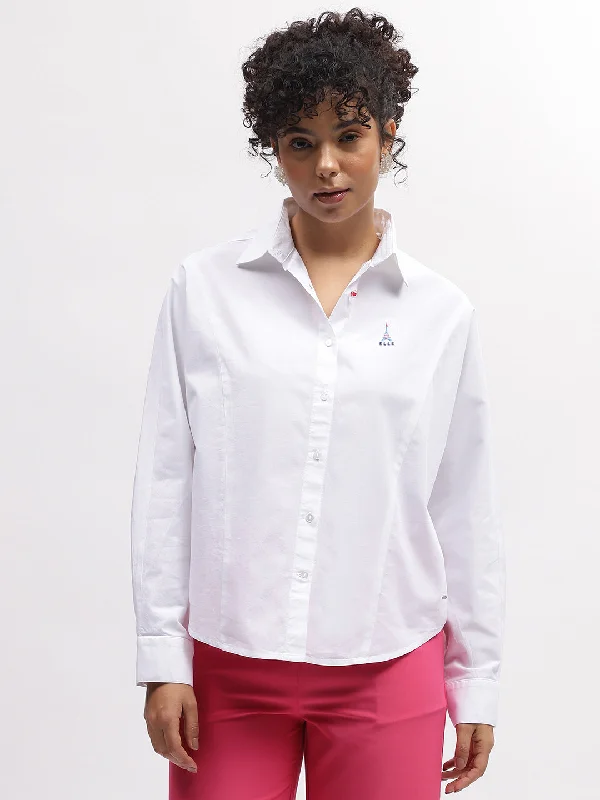 Shop Early, Save Big!Elle Women White Solid Spread Collar Full Sleeves Shirt