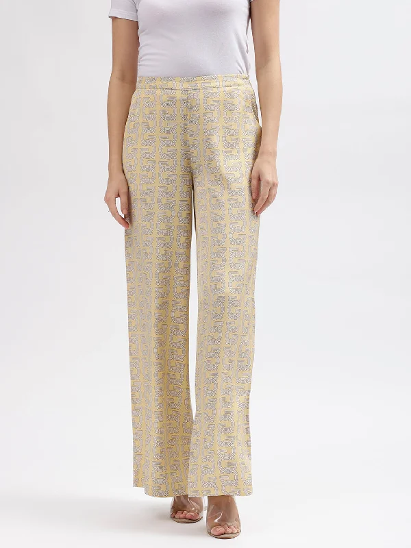 Shop More, Spend Less!Gant Women Yellow Printed Regular Fit Mid-Rise Trouser