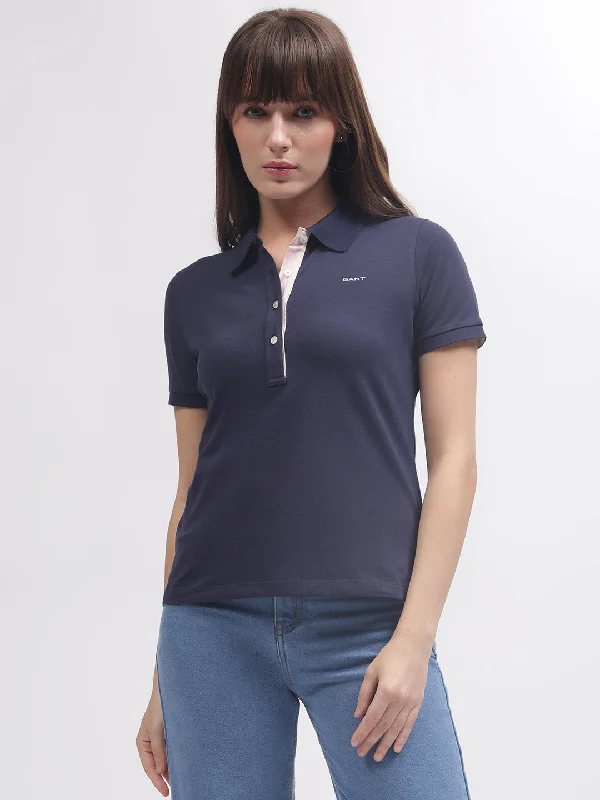 Score Big Savings Today!Gant Women Navy Blue Solid Polo Short Sleeves T-shirt