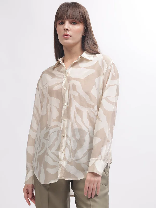 The Best Offers Are Here!Gant Women Brown Printed Full Sleeves Shirt