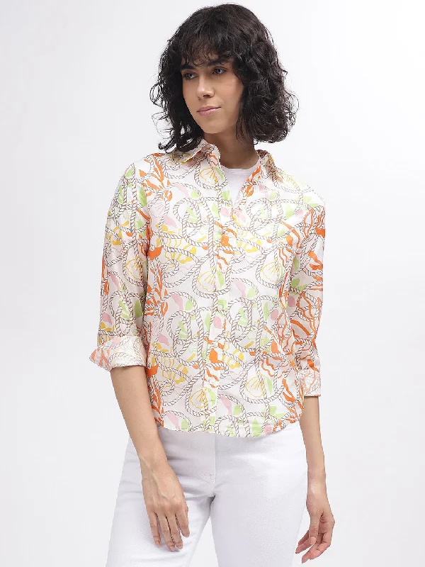 Price Drops You’ll Love!Gant Women Multi Printed Spread Collar Full Sleeves Shirt