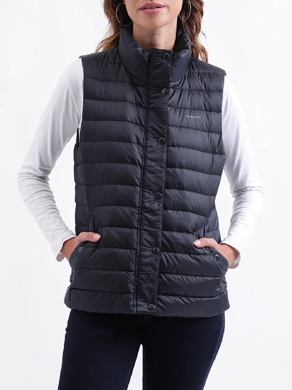 The Sale You’ve Been Waiting For!Gant Women Solid Sleeveless Stand Collar Jacket