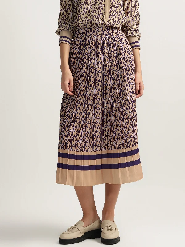 Savings You Can’t Ignore!Gant Women Beige Printed Regular Fit A-line Pleated Skirt