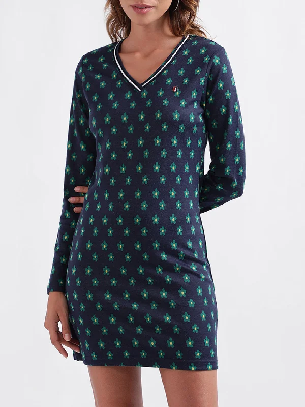 Great Deals, Just for You!Iconic Women Printed Full Sleeves V Neck Dress