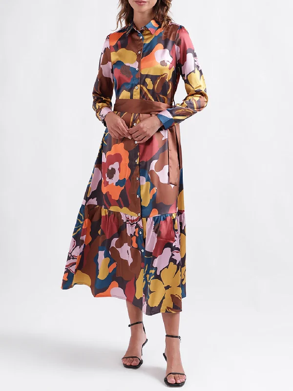 Mega Sale Happening Now!Iconic Women Printed Full Sleeves Collar Dress