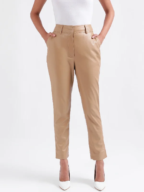 Flash Sale – Act Fast!Iconic Women Beige Solid Regular Fit Trouser