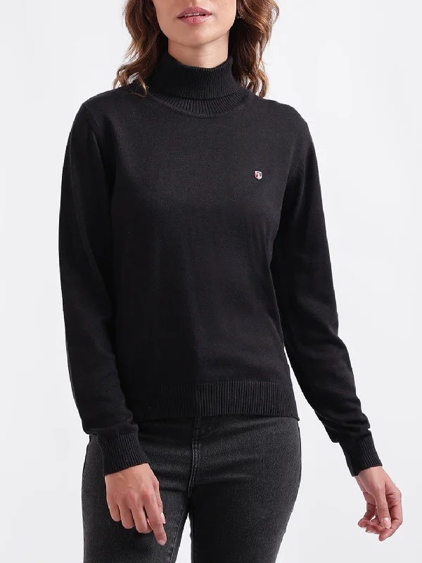 Don't Miss Out!Iconic Women Solid Full Sleeves Turtle Neck Sweater