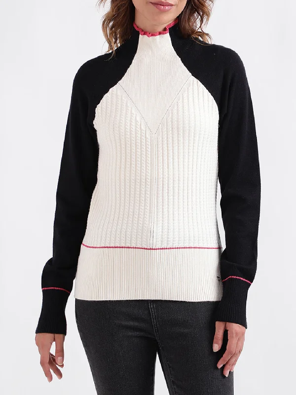 Exclusive Deals Just for You!Iconic Women Colour blocked Full Sleeves High Neck Sweater