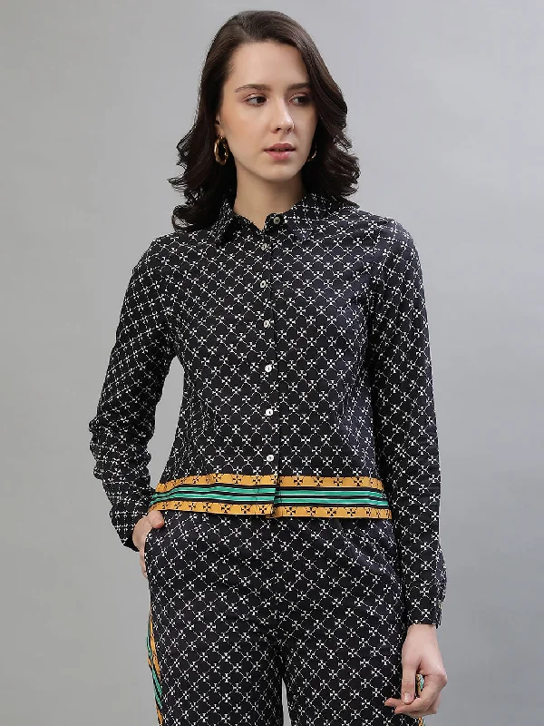 Your Discount is Waiting!Iconic Women Multicolor Printed Spread Collar Full Sleeves Shirt