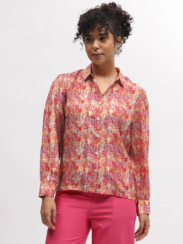 The Sale You’ve Been Waiting For!Iconic Women Multi Printed Spread Collar Full Sleeves Shirt