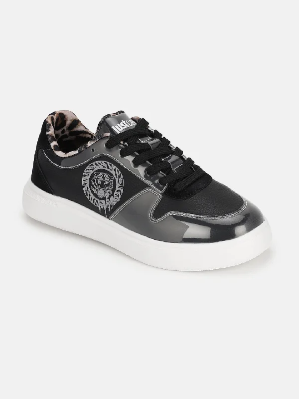 Must-Have Deals Inside!Just Cavalli Women Black Solid Lace-up Sneakers