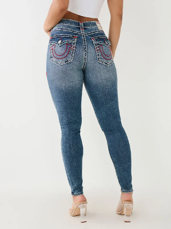 Hottest Discounts of the Year!True Religion Womens Super T Jennie Skinny Fit Blue High Rise Jeans